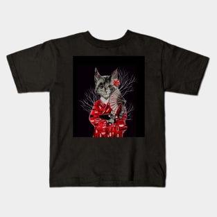 Creepy Cat Lady in Kimono Kids T-Shirt